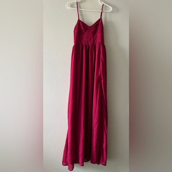 New Storia Red Fuchsia Spaghetti Straps Front Slit Maxi Dress Size Small Party - Picture 2 of 14